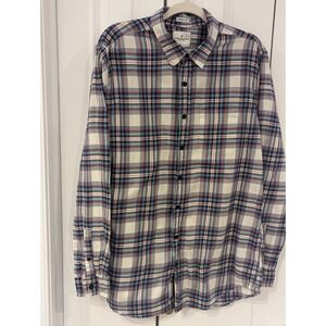 American Eagle Seriously Soft Button Down Shirt Sz XLT Red White Blue